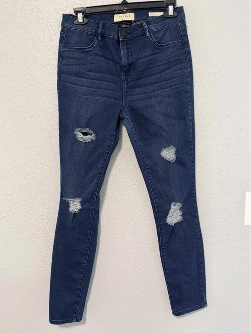 #6023 PacSun Dark Wash Super Stretch Distressed Jeggings Size 28